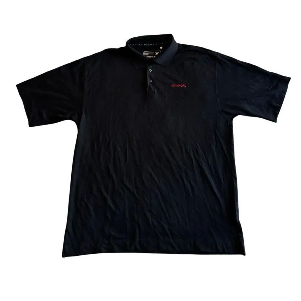 Cutter & Buck Mens Black Stanford Team Logo Performance Polo Size XL